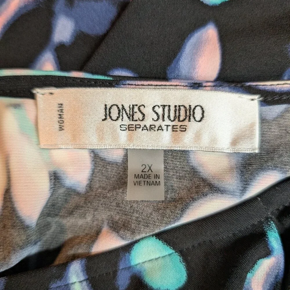 Jones Studio VINTAGE 2- Piece Set Floral Sleeveless Blouse 2X and Skirt Size 1X - Picture 6 of 10